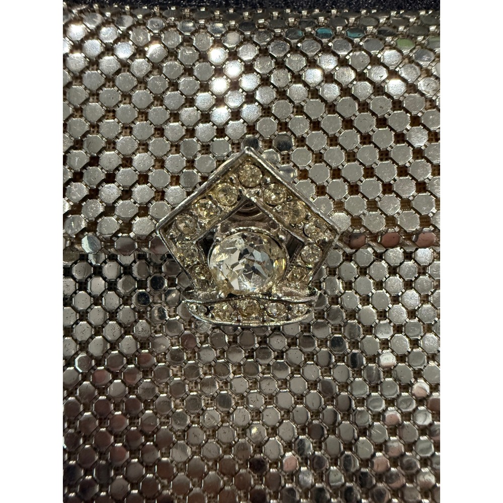 Whiting Davis Art Deco Mesh Evening Clutch Bag Sparkle‎ Rhinestone Closure - Picture 3 of 8
